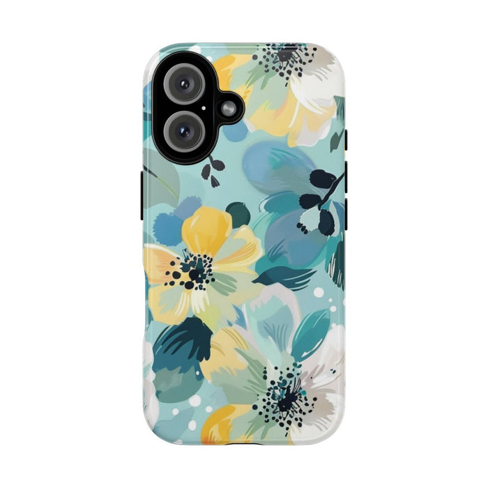 Turquoise Bloemenpatroon met Stippen