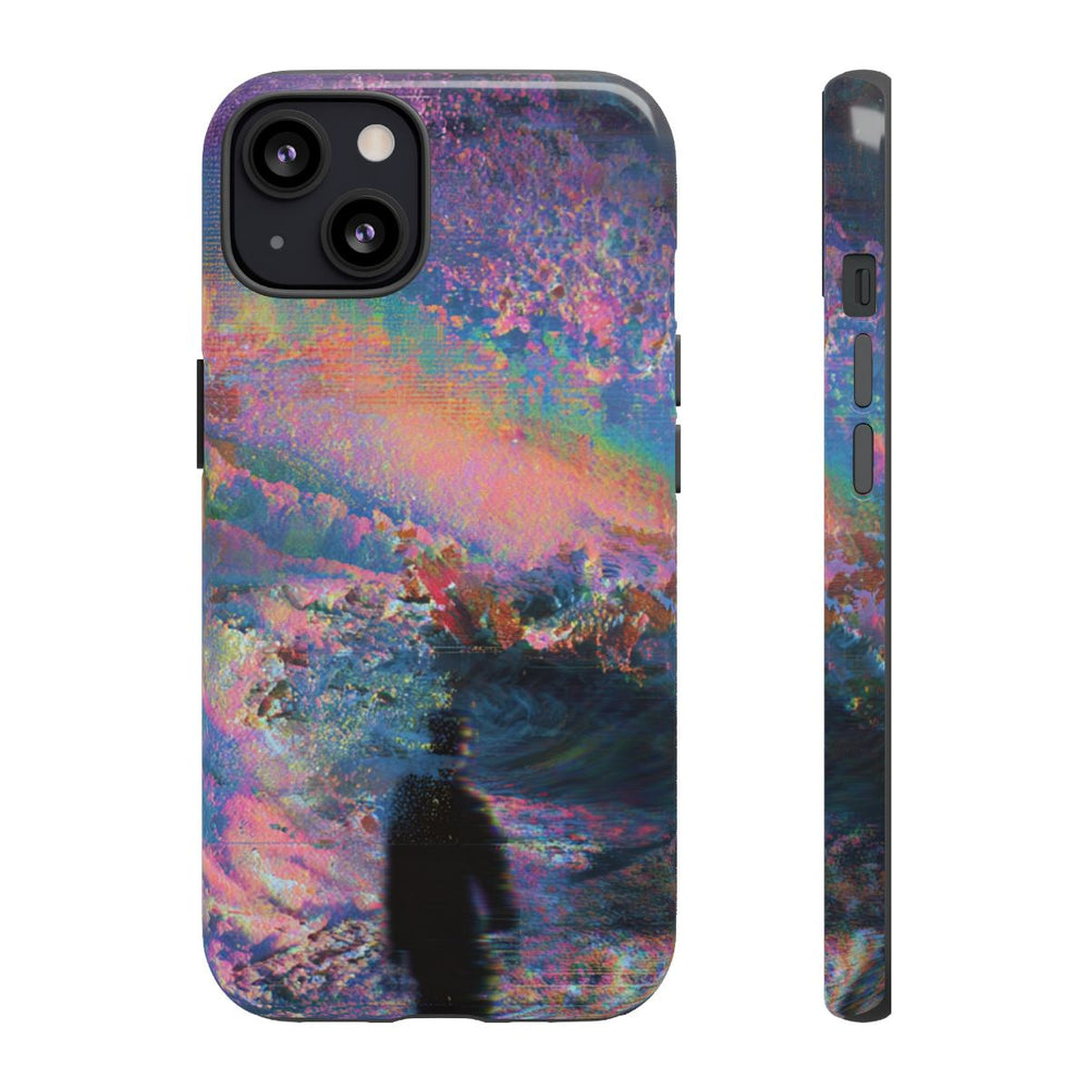 Abstracte Kleurrijke Kosmische Scene met Silhouet