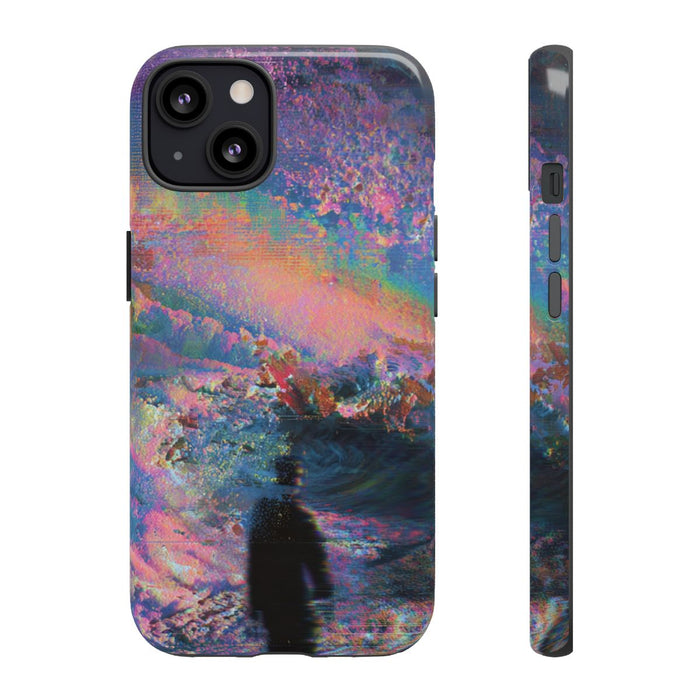 Abstracte Kleurrijke Kosmische Scene met Silhouet