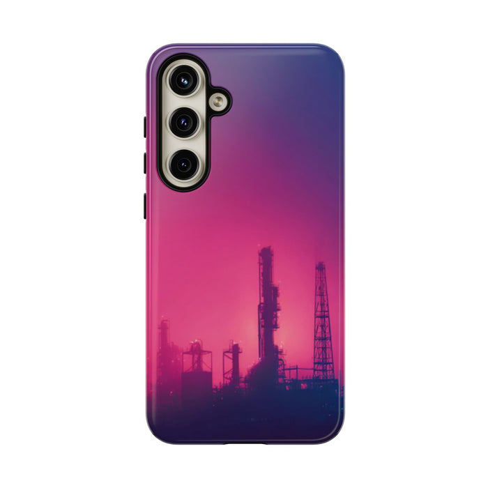Industrieel Silhouet met Neon Gloed
