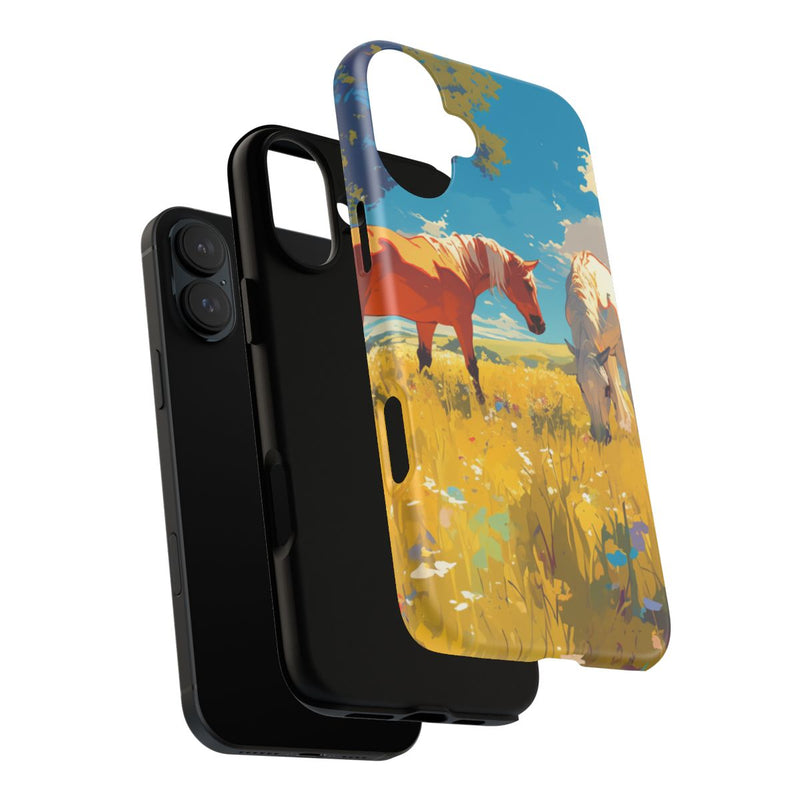 Paarden Grazend in Zonnig Veld