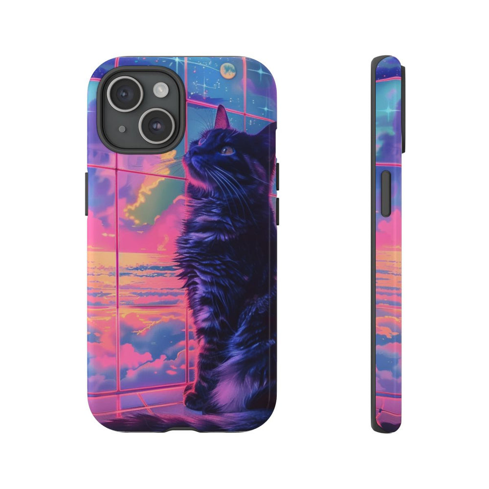 Lofi Vaporwave Kat met Neonlucht