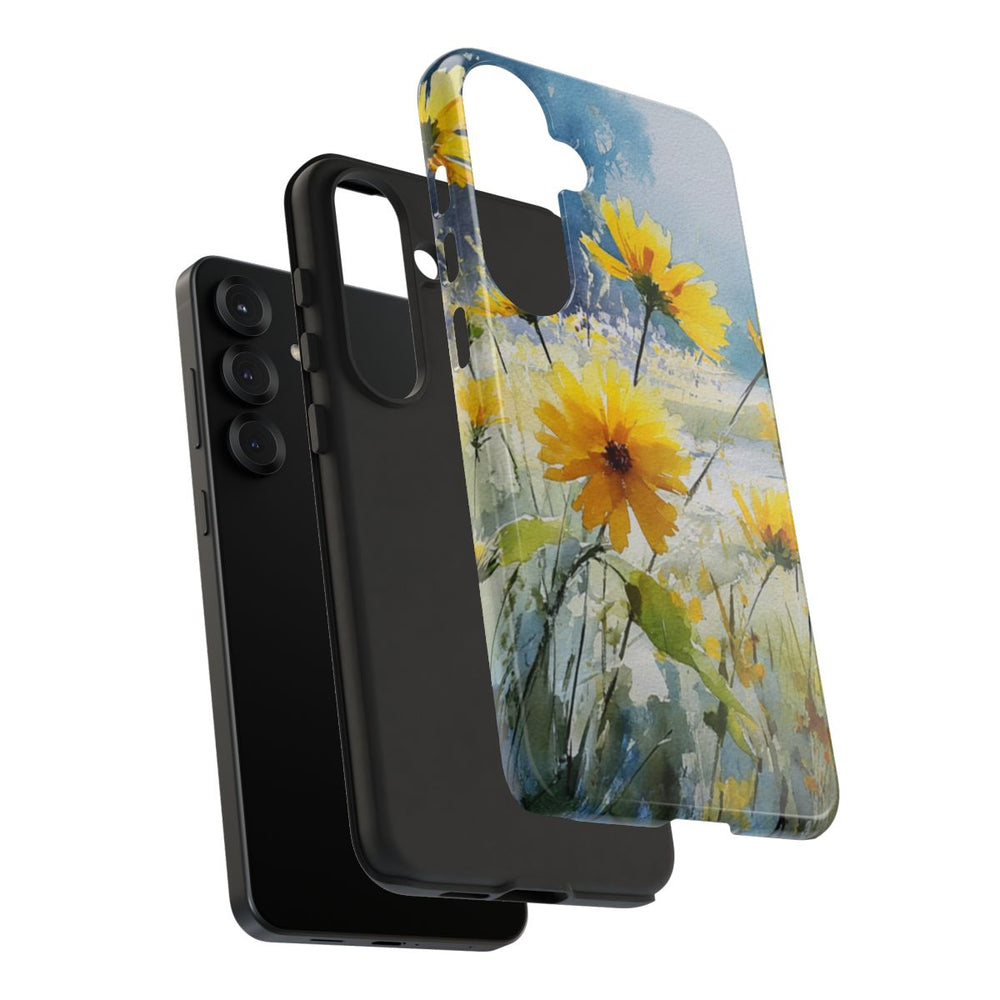 Gele Zonnebloemen in Pastelkleurig Landschap