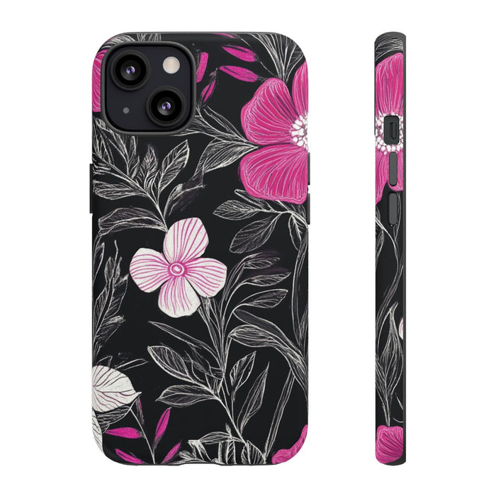 Roze en Witte Bloemenprint