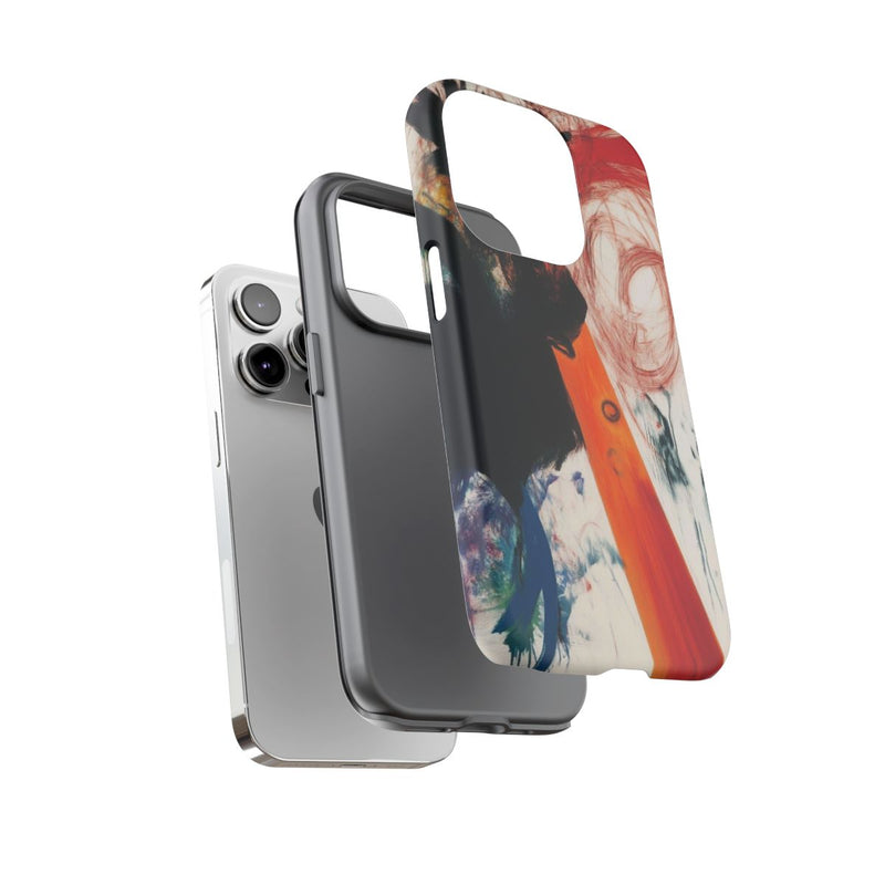 Abstracte Zwarte en Rode Penseelstreken