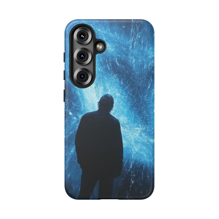 Silhouet met Blauwe Lichtflits