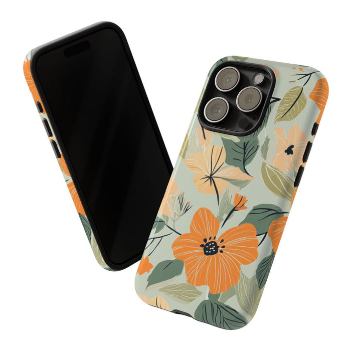 Oranje en Perzik Bloemenpatroon