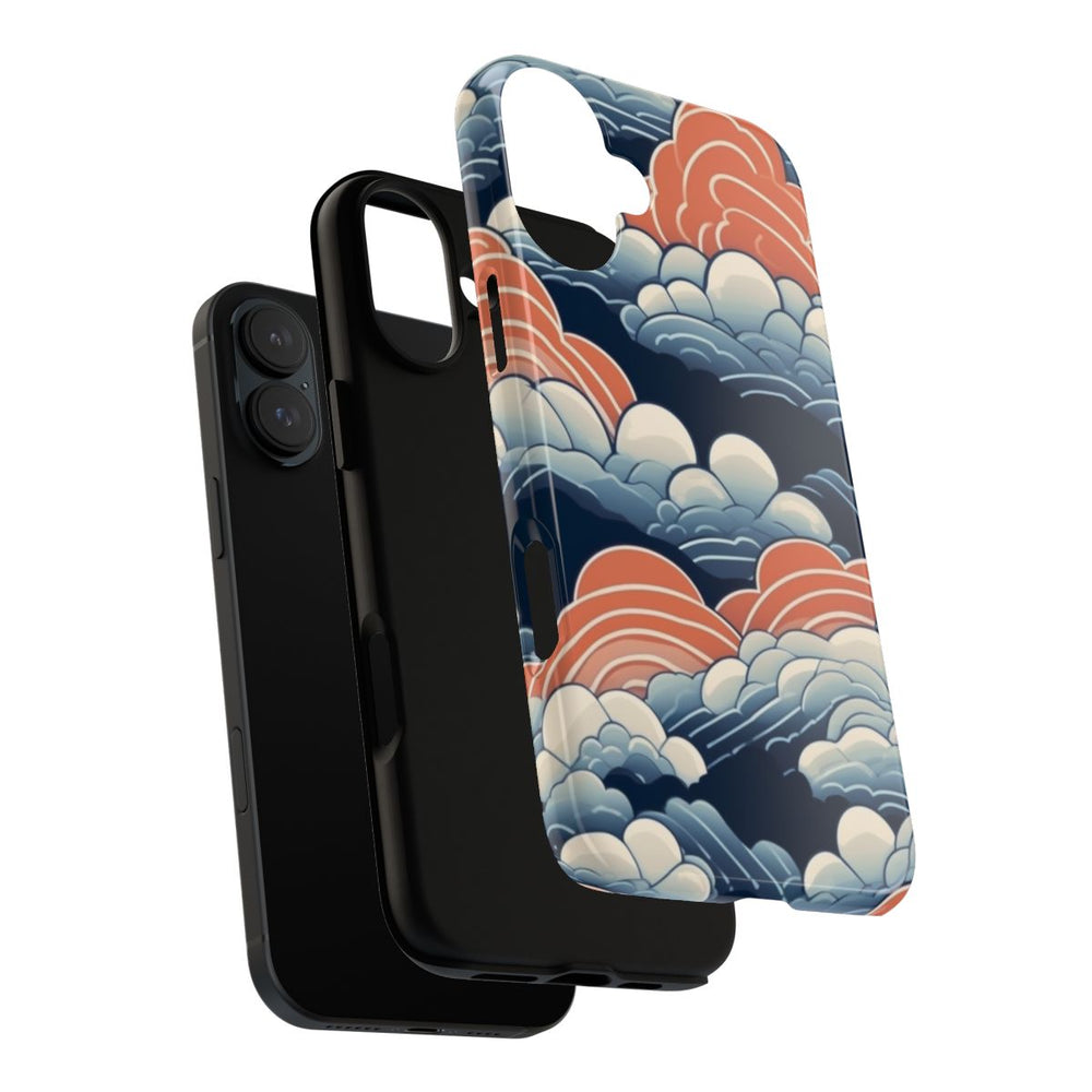 Gestileerd Wolkenpatroon in Blauw en Oranje