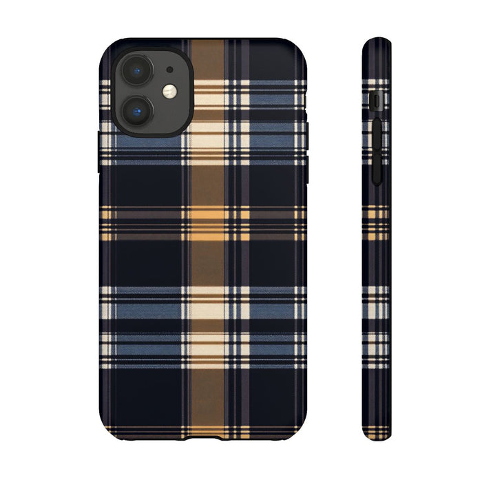 Caramel en Donkerblauw Geruit Patroon