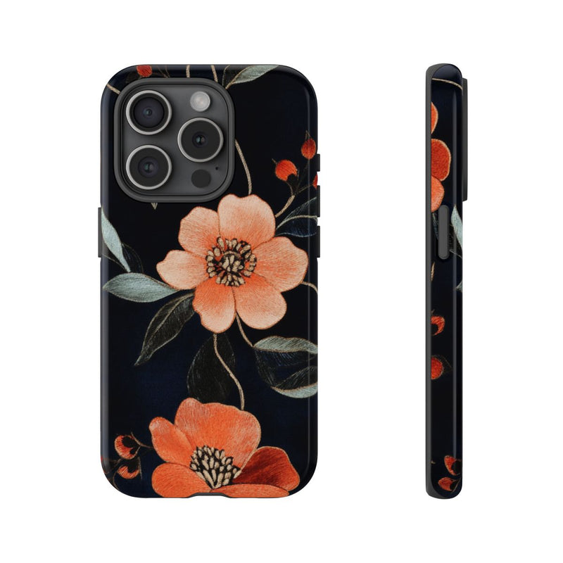Oranje Geborduurd Bloemenpatroon