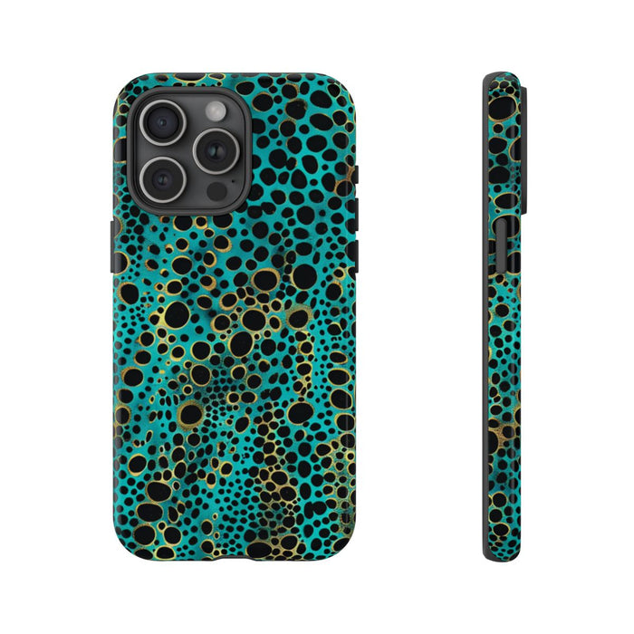 Turquoise en Zwart Abstract Stippenpatroon