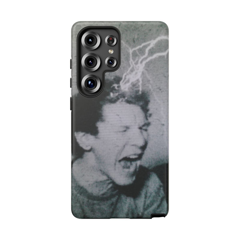 Zwart-Wit Portret met Bliksemeffect en Vintage Look