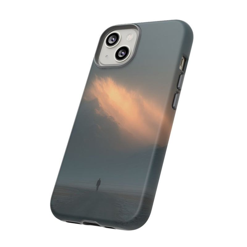 Eenzame Wandelaar Richting Verlichte Bergen