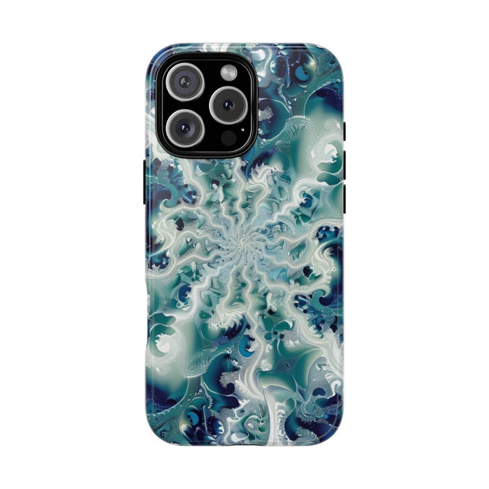 Blauw-Groene Fractalwerveling met Glans