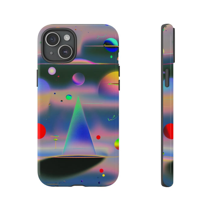 Kleurrijke Geometrische Bollen en Piramide Abstract