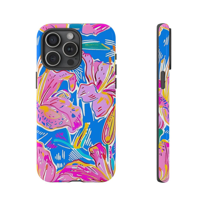 Felroze en Gele Bloemenprint