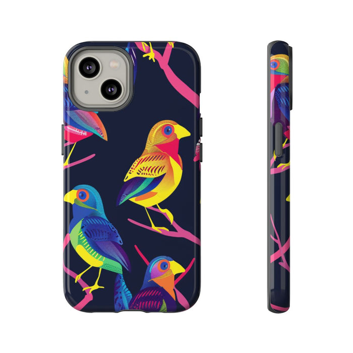 Neonkleurige Vogels op Takken
