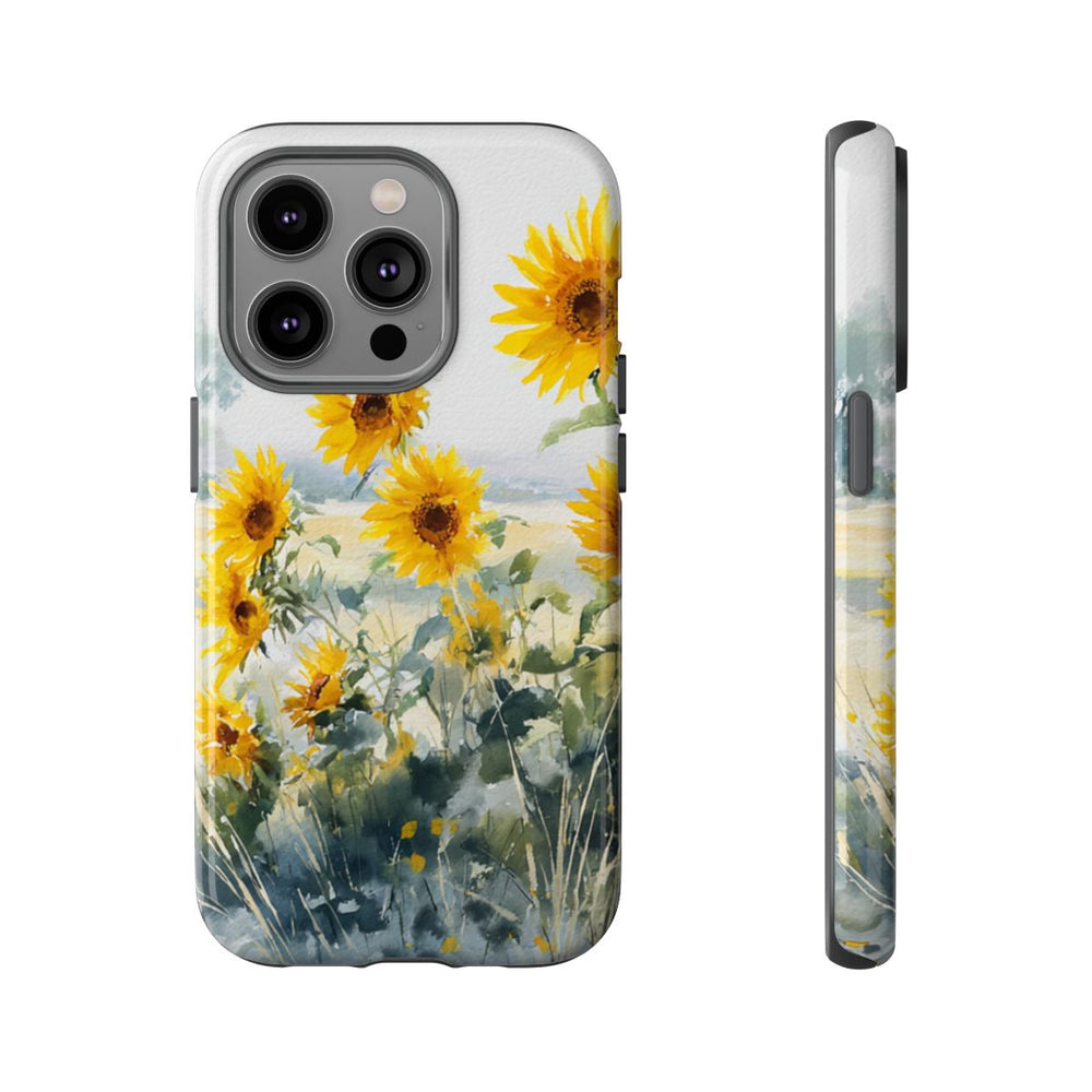 Gele Zonnebloemen in Pastelkleurig Landschap