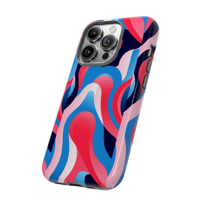 Blauw-Rood Abstract Golvend Patroon