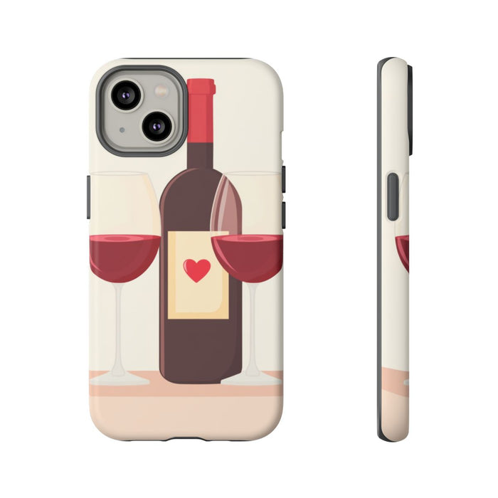 Rode Wijnfles met Twee Glazen Illustratie