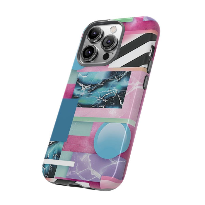 Abstract Geometrisch Patroon in Roze en Blauw