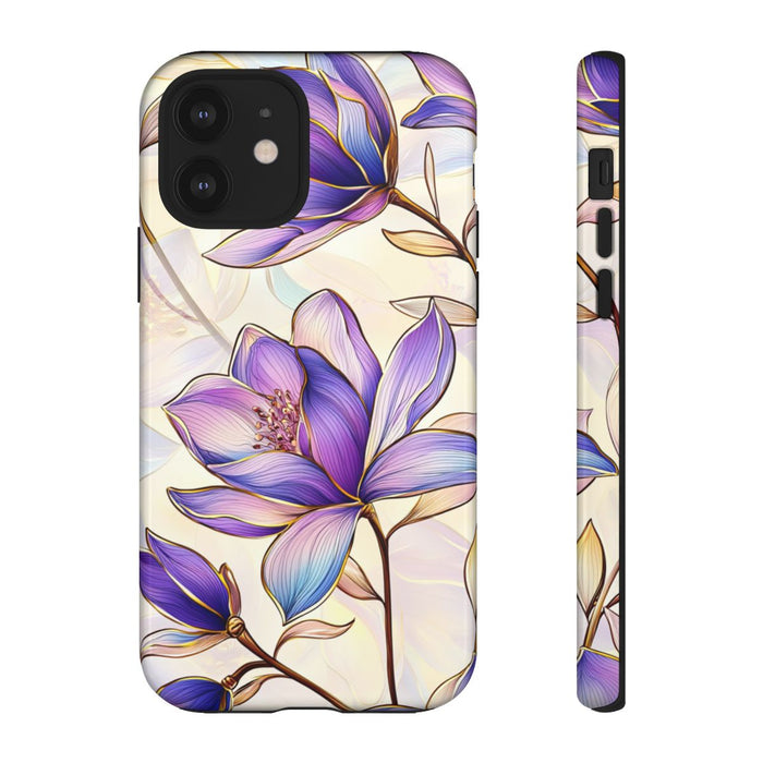 Paarse Magnolia's met Bloemenpatroon