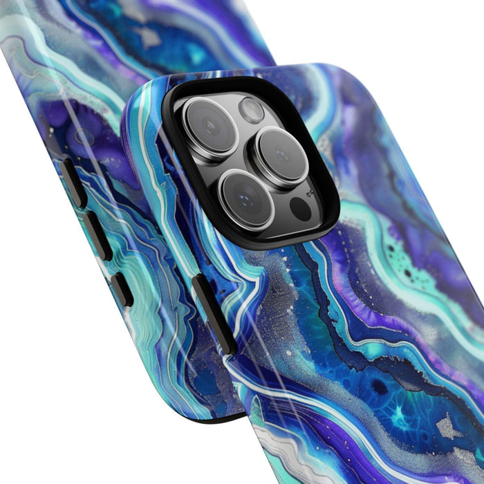 Blauw en Turquoise Geode Wervelpatroon