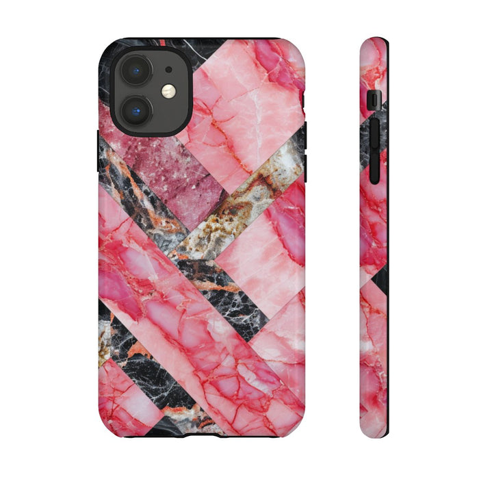 Roze en Zwart Geometrisch Marmerpatroon