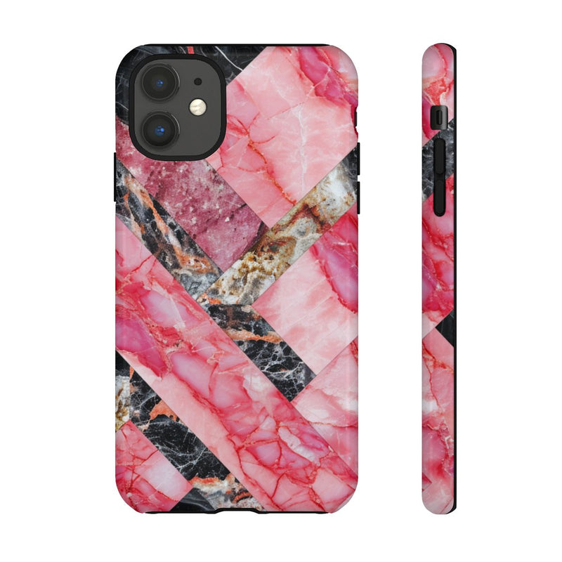 Roze en Zwart Geometrisch Marmerpatroon