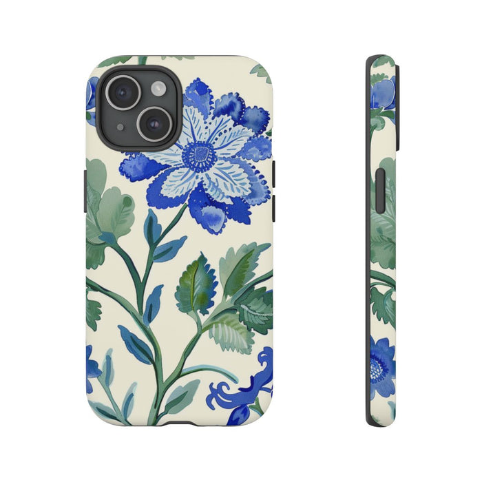 Blauw Waterverf Bloemenpatroon
