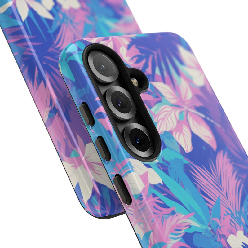 Tropisch Bloemenpatroon in Paars en Cyaan