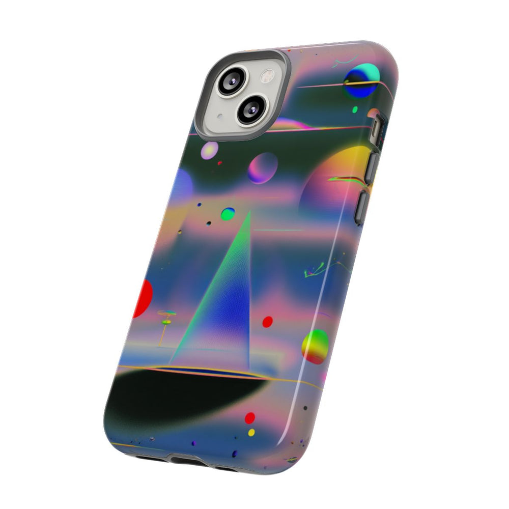 Kleurrijke Geometrische Bollen en Piramide Abstract