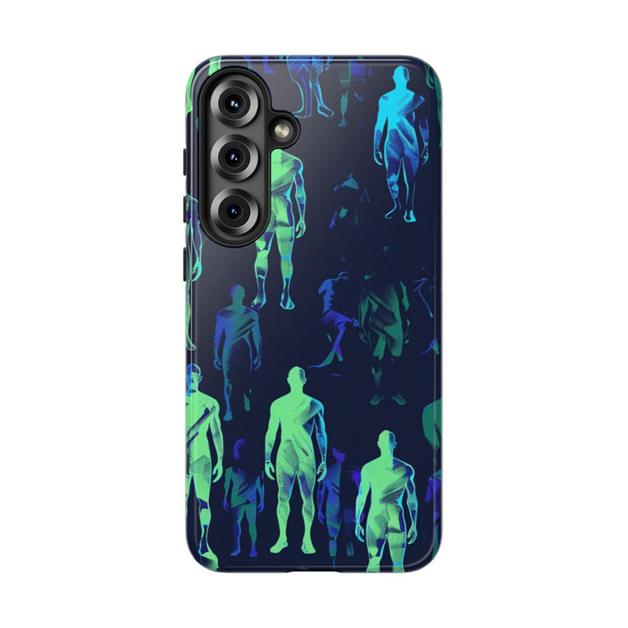 Blauw-Groene Neon Figurenpatroon