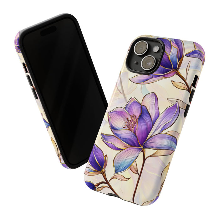 Paarse Magnolia's met Bloemenpatroon