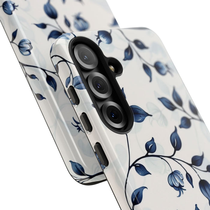 Blauw Bloemenrankenpatroon