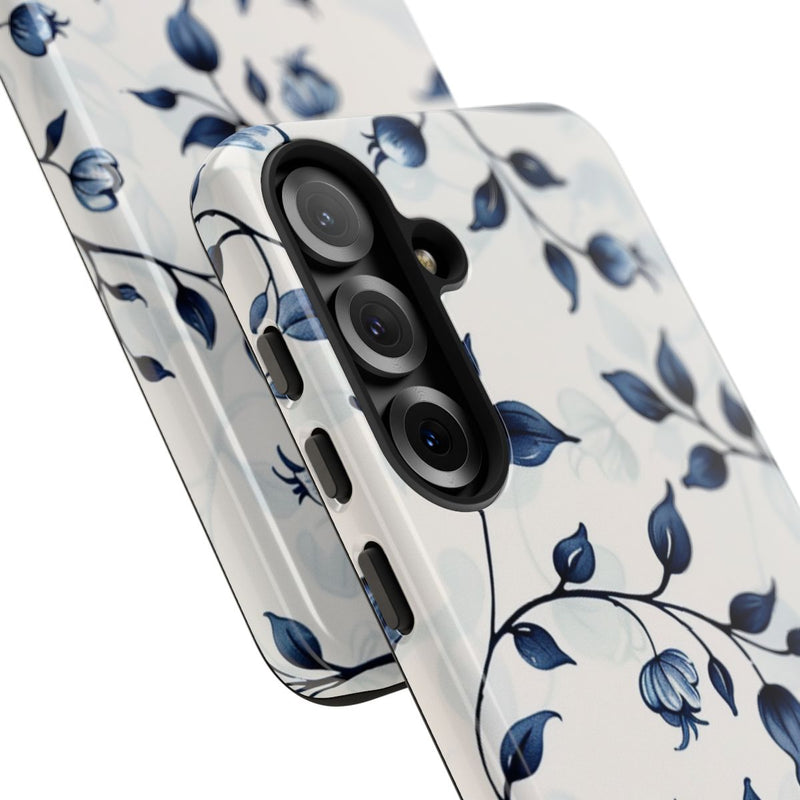 Blauw Bloemenrankenpatroon