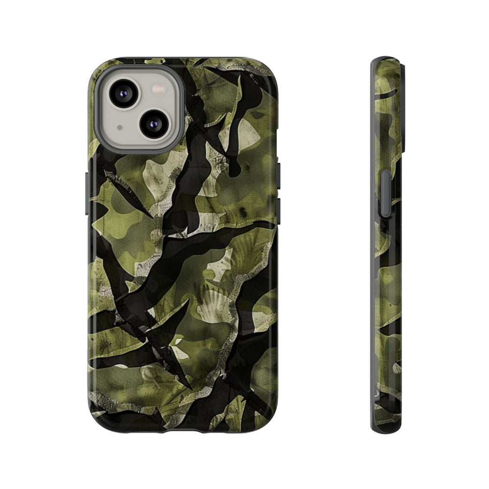 Groen Camouflagepatroon met Zwarte Abstracte Vormen