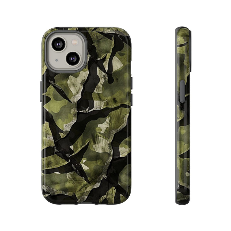 Groen Camouflagepatroon met Zwarte Abstracte Vormen