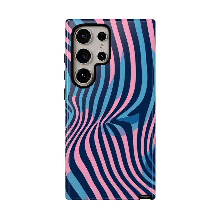 Golvend Blauw-Roze Optische Illusiepatroon