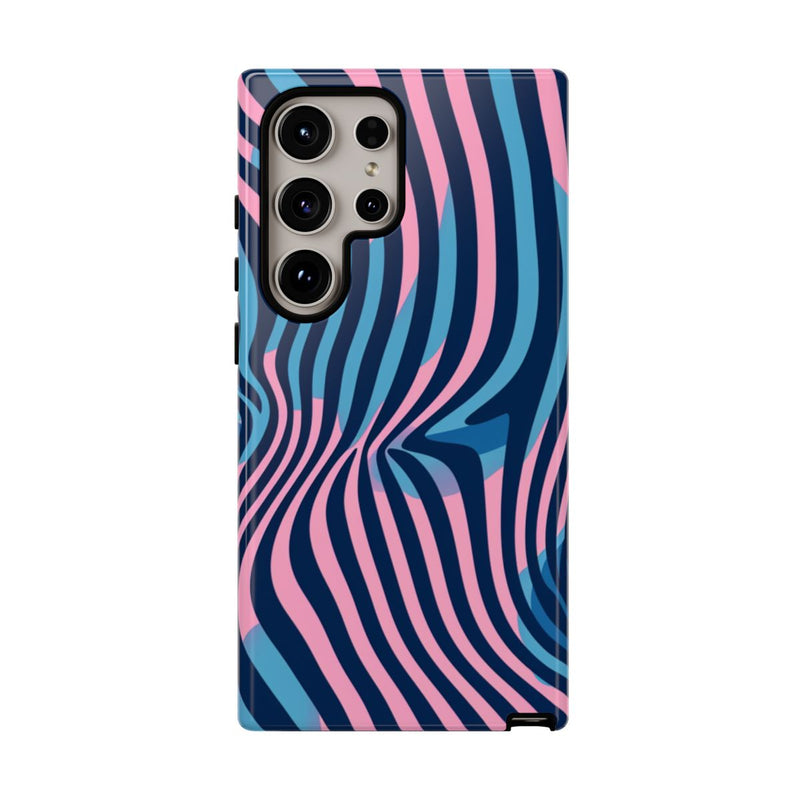 Golvend Blauw-Roze Optische Illusiepatroon