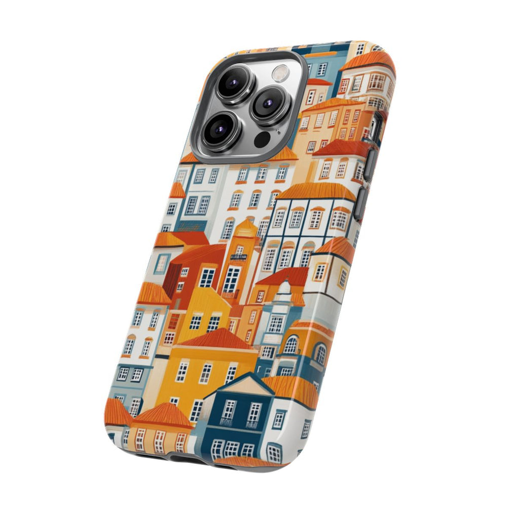 Kleurrijke Huisjespatroon met Glanzende Afwerking