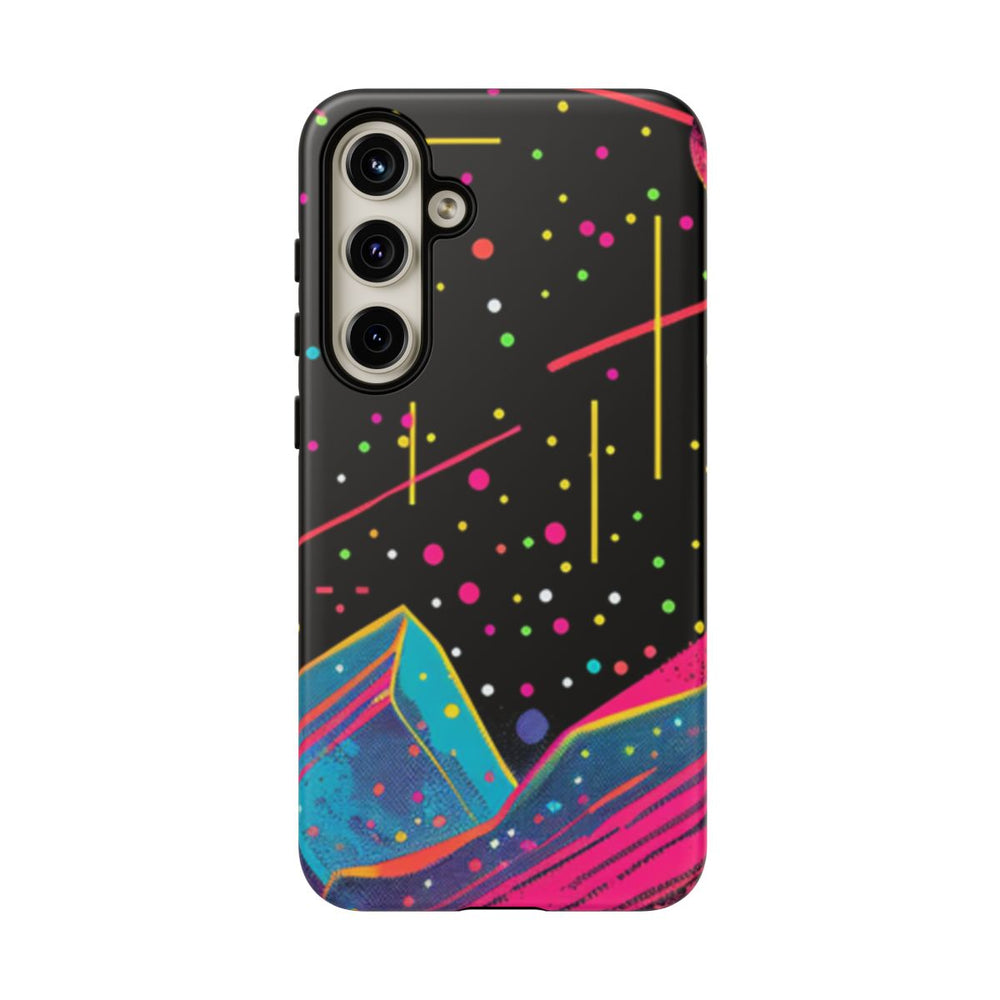 Neon Kosmisch Landschap met Planeten en Zon