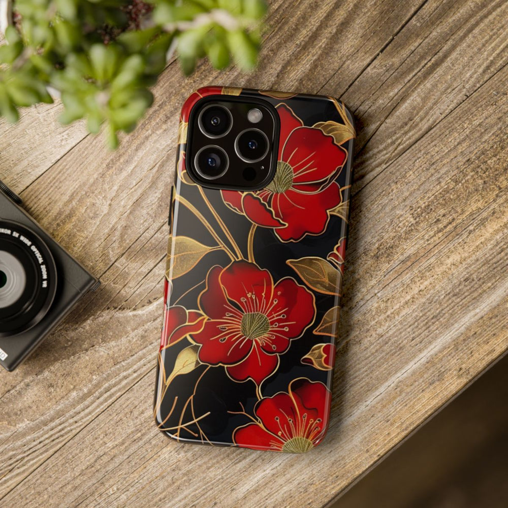 Rood-Gouden Bloemenpatroon
