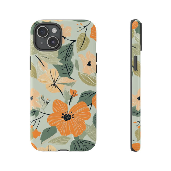 Oranje en Perzik Bloemenpatroon