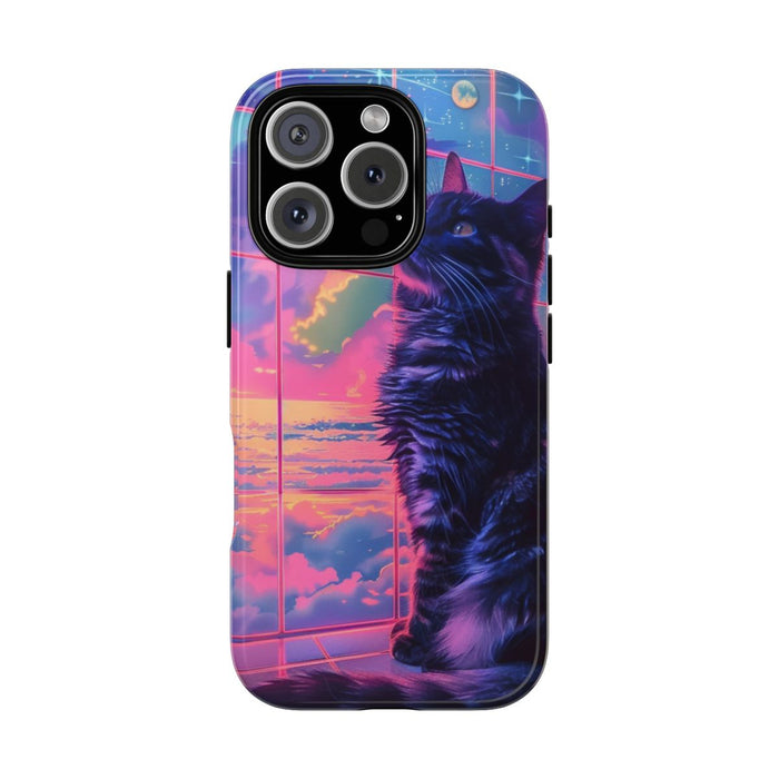 Lofi Vaporwave Kat met Neonlucht