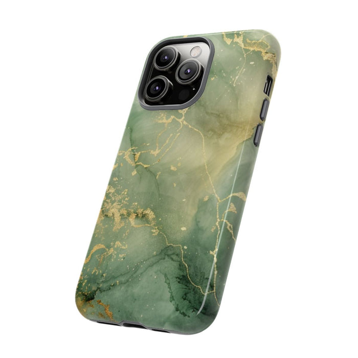 Groene en Gouden Marmer Abstract