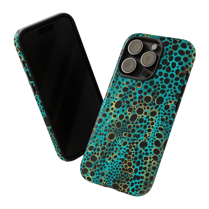 Turquoise en Zwart Abstract Stippenpatroon
