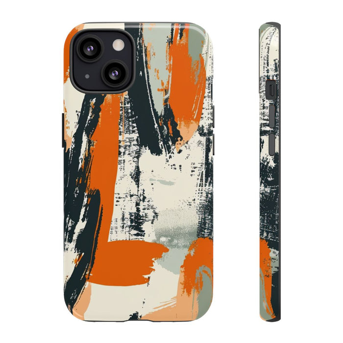 Abstract Oranje-Zwart Penseelstrepenpatroon