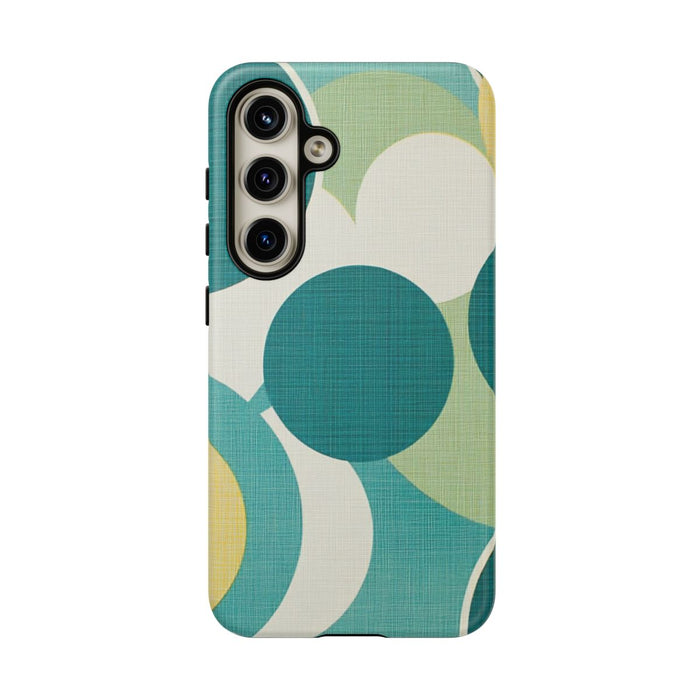 Retro Patroon met Blauwe en Gele Cirkels
