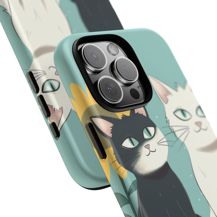Twee Cartoonkatten met Zonnebloem